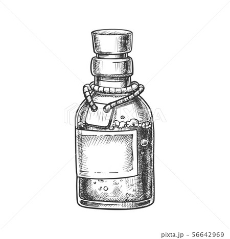 Bubbled Potion Elixir Bottle Monochrome Vectorのイラスト素材