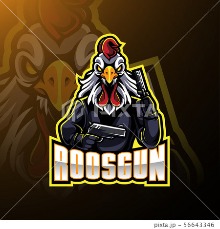 Rooster with gun mascot logo design Rooster with gun mascot logo design 56643346