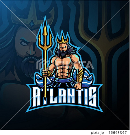 Poseidon mascot logo design with trident weapon 56643347