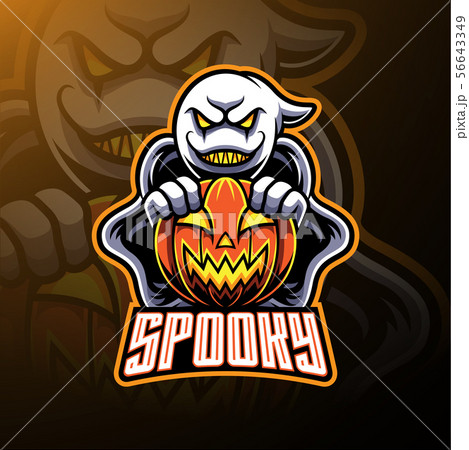 Spooky ghost and pumpkin logo mascot designs 56643349