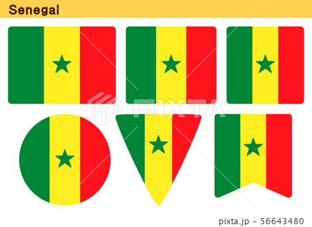 「セネガルの国旗」6個の形のアイコンデザイン