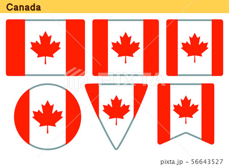 カナダの国旗 6個の形のアイコンデザインのイラスト素材