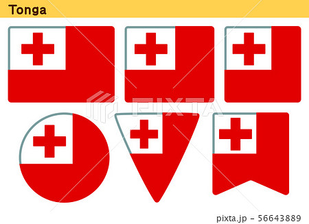 「トンガの国旗」6個の形のアイコンデザイン