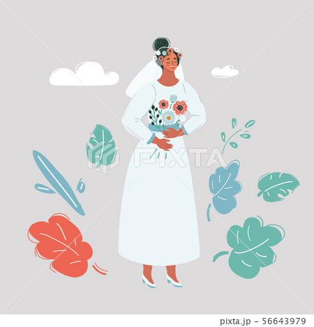 Bride character on white backgound. Bride character on white backgound. 56643979