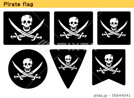 海賊旗 6個の形のアイコンデザインのイラスト素材