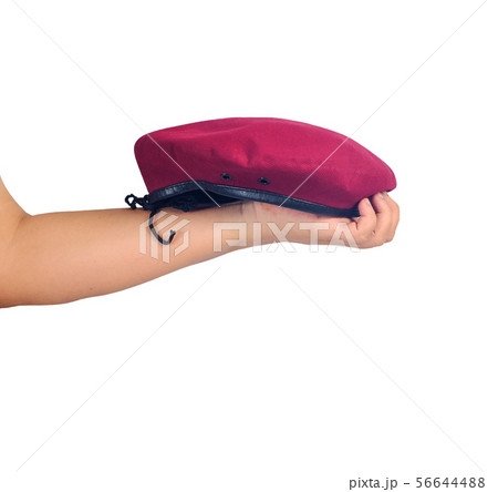 Red beret hat on isolate background. 56644488