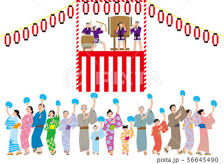 盆踊り 日本の伝統行事 ベクター素材のイラスト素材