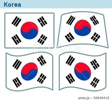 韓国の国旗 4個の形のアイコンデザインのイラスト素材