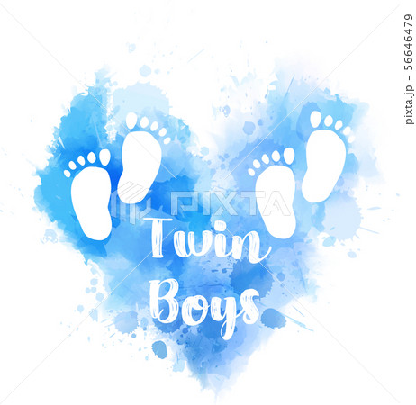 Blue watercolor heart with baby footprints 56646479