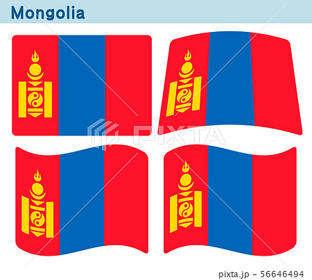 モンゴルの国旗 4個の形のアイコンデザインのイラスト素材