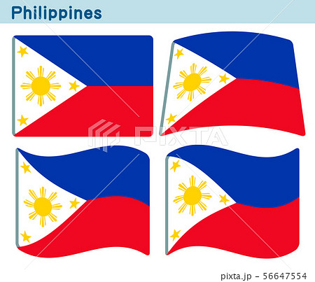 フィリピンの国旗 4個の形のアイコンデザインのイラスト素材