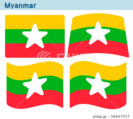 「ミャンマーの国旗」4個の形のアイコンデザイン