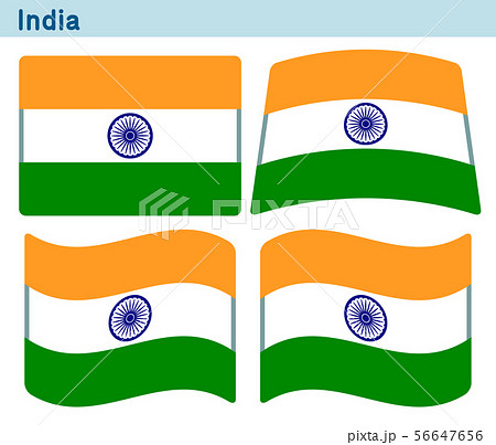 インドの国旗 4個の形のアイコンデザインのイラスト素材