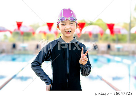 Asian Girl with Swimsuit Ready for Swimming Compet Asian Girl with Swimsuit Ready for Swimming Compet 56647728