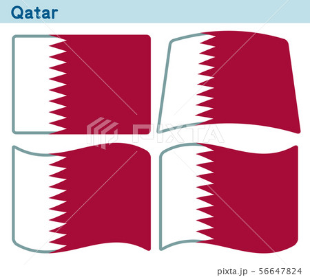 カタールの国旗 4個の形のアイコンデザインのイラスト素材
