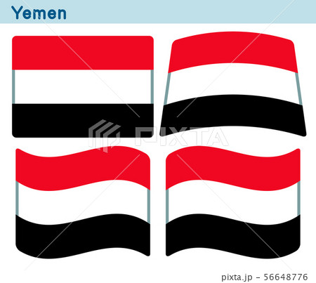 「イエメンの国旗」4個の形のアイコンデザイン