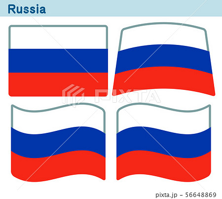 ロシアの国旗 4個の形のアイコンデザインのイラスト素材