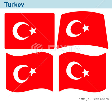 「トルコの国旗」4個の形のアイコンデザイン