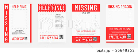 Missing person poster Help to find placard Missing person poster Help to find placard 56649355