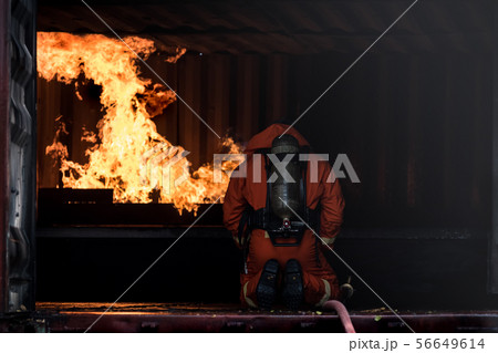Firefighters extinguished the fire Firefighters extinguished the fire 56649614