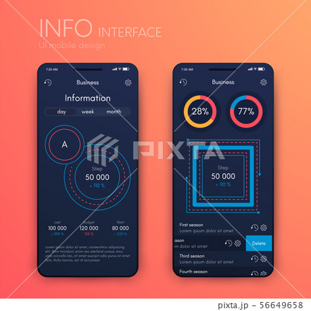 Mobile application interface. Ui design, stock vector 56649658