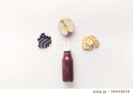 Combination of fresh fruits in glass bottle for healthy nutrition Combination of fresh fruits in glass bottle for healthy nutrition 56649659