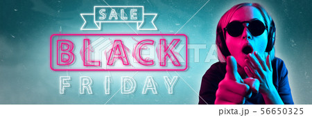 Black friday, sales. Modern design. Contemporary art collage. 56650325