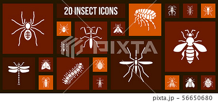 Danger Insect white silhouette icons vector set 56650680