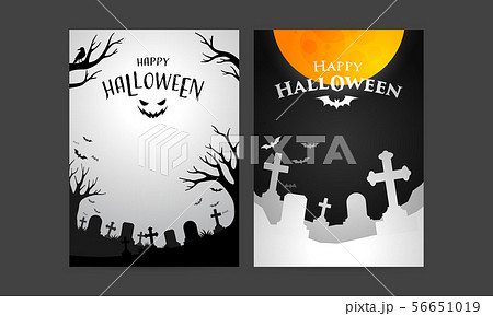 set of happy Halloween cover template 56651019