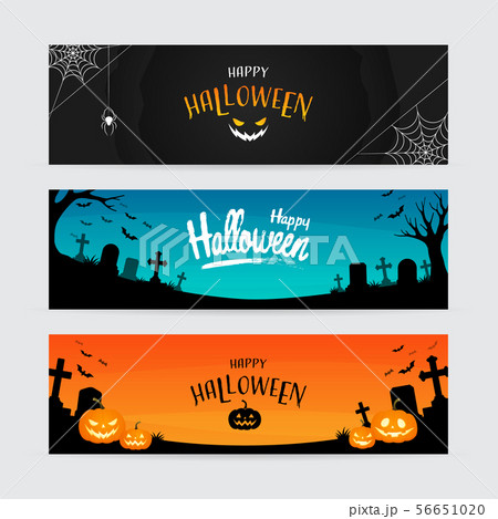 set of horizontal happy Halloween banner 56651020