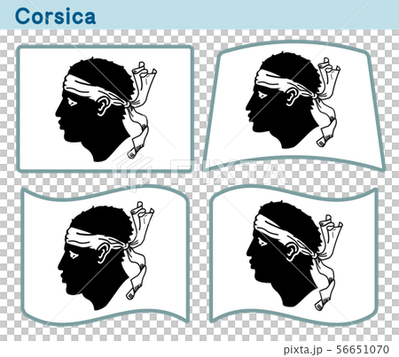 コルシカ島の旗 4個の形のアイコンデザインのイラスト素材