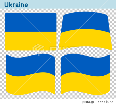 ウクライナの国旗 4個の形のアイコンデザインのイラスト素材