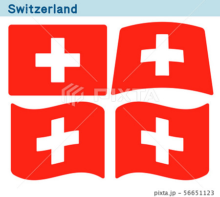 「スイスの国旗」4個の形のアイコンデザイン
