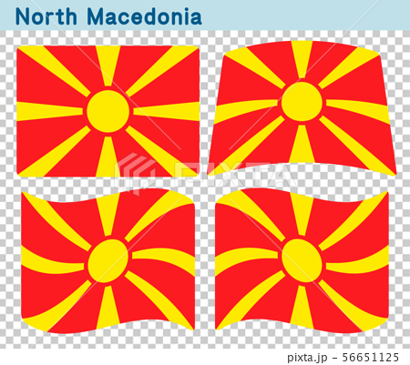 北マケドニア共和国の国旗 4個の形のアイコンデザインのイラスト素材