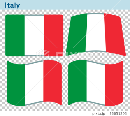 イタリアの国旗 4個の形のアイコンデザインのイラスト素材