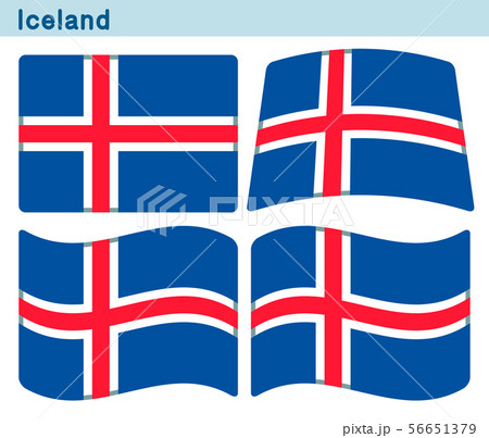 「アイスランドの国旗」4個の形のアイコンデザイン