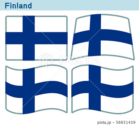 「フィンランドの国旗」4個の形のアイコンデザイン