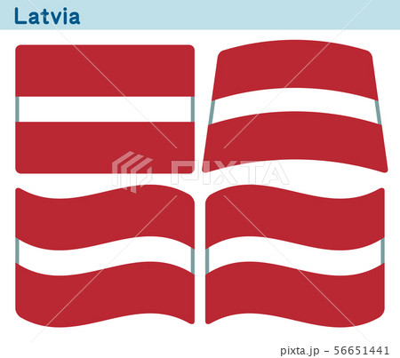 ラトビアの国旗 4個の形のアイコンデザインのイラスト素材
