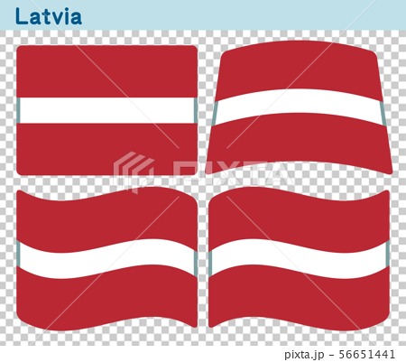 ラトビアの国旗 4個の形のアイコンデザインのイラスト素材