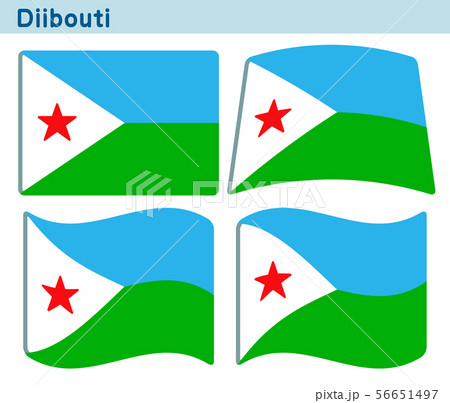 「ジブチの国旗の」4個の形のアイコンデザイン
