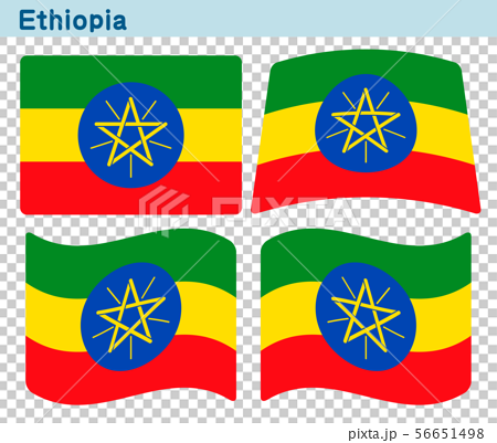 エチオピアの国旗 4個の形のアイコンデザインのイラスト素材