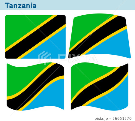 「タンザニアの国旗」4個の形のアイコンデザイン