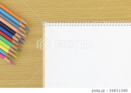 Sketch Book with Color Pencils on Wooden Work Desk Stock Image - Image of  brush, detail: 77169075