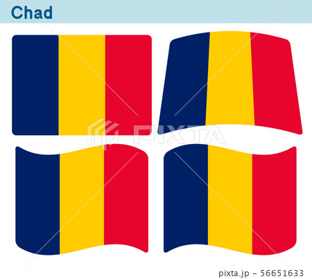 「チャドの国旗」4個の形のアイコンデザイン