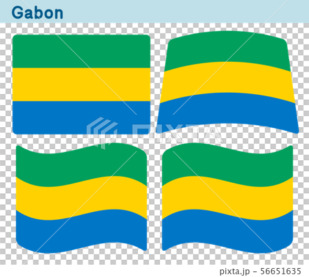 ガボンの国旗 4個の形のアイコンデザインのイラスト素材