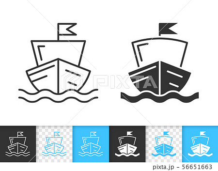 Sailing Ship simple black line vector icon 56651663