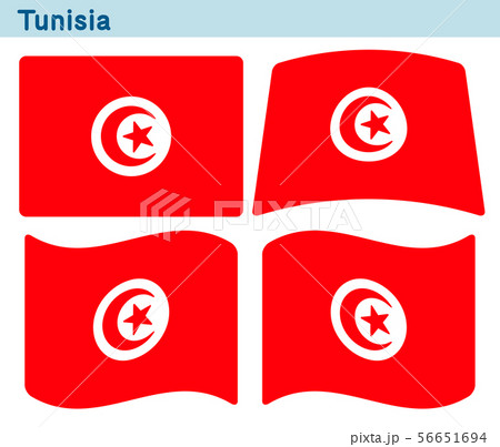 「チュニジアの国旗」4個の形のアイコンデザイン
