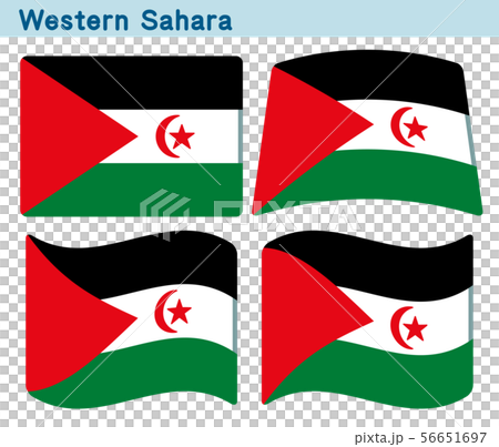 西サハラの国旗 4個の形のアイコンデザインのイラスト素材