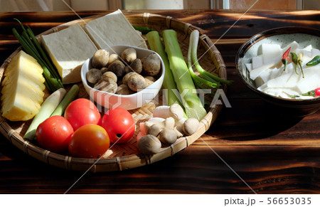 Top view ingredient food for vegetarian meal 56653035
