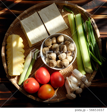 Top view ingredient food for vegetarian meal 56653037